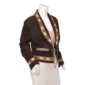 Vtg CRIPPLE CREEK Western Tassels Suede LEATHER  Lined JACKET